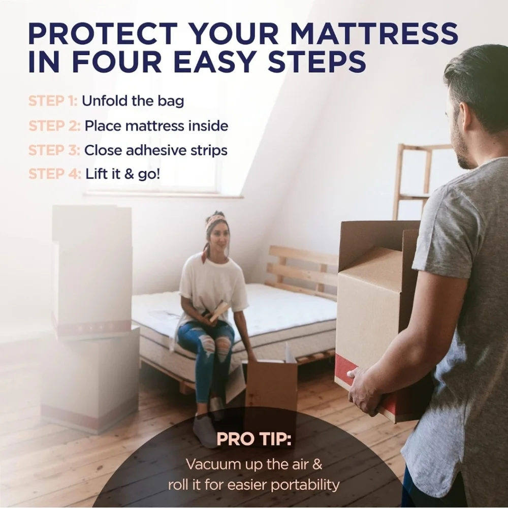 Queen Mattress Protector Bag Moving Storage Protection 6 Mil Thick Plastic NWT